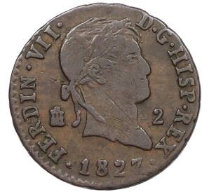 2 мараведи 1827 года Испания — Фото №1