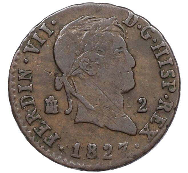 Монета 2 мараведи 1827 года Испания (Артикул: K10-4502) — Фото №1