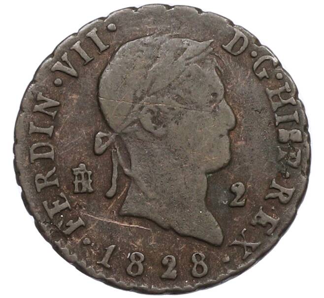 Монета 2 мараведи 1828 года Испания (Артикул: K10-4504) — Фото №1