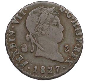 2 мараведи 1827 года Испания — Фото №1