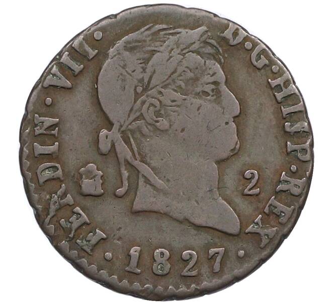 Монета 2 мараведи 1827 года Испания (Артикул: K10-4508) — Фото №1