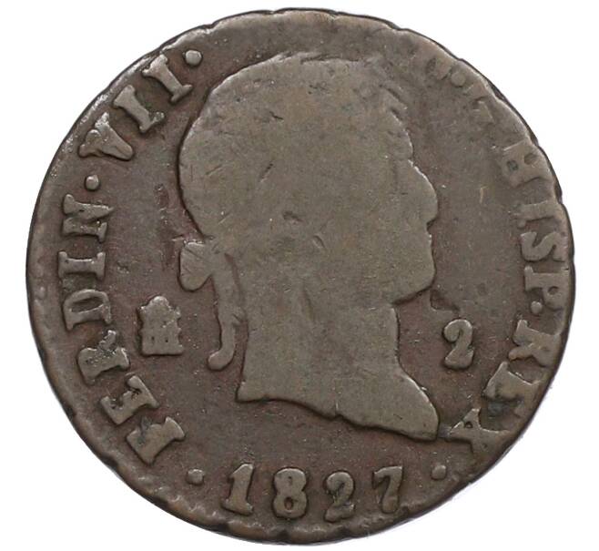 Монета 2 мараведи 1827 года Испания (Артикул: K10-4509) — Фото №1