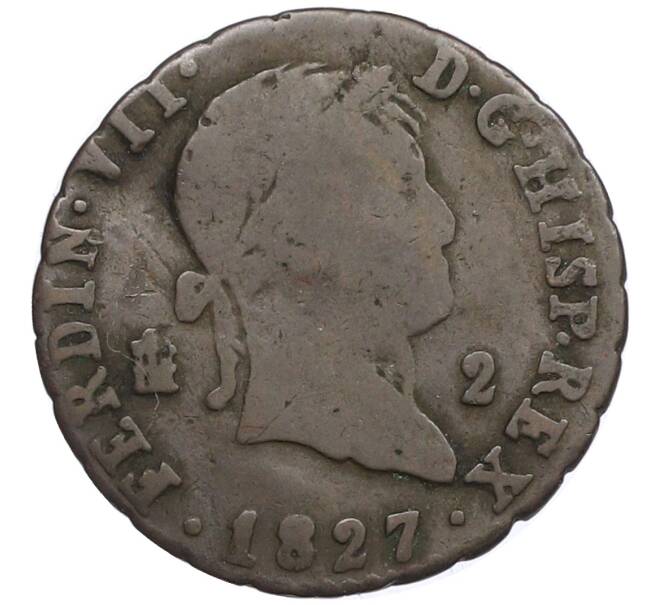 Монета 2 мараведи 1827 года Испания (Артикул: K10-4510) — Фото №1