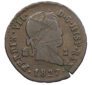 2 мараведи 1827 года Испания — Фото №1