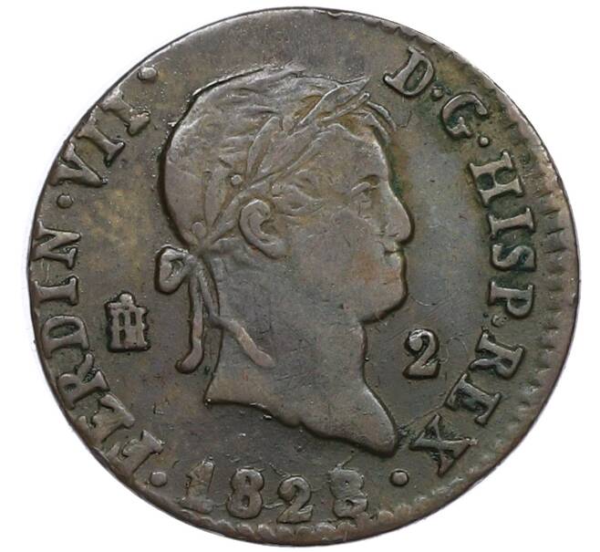 Монета 2 мараведи 1828 года Испания (Артикул: K10-4513) — Фото №1