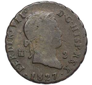 2 мараведи 1827 года Испания — Фото №1