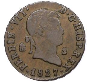 2 мараведи 1827 года Испания — Фото №1