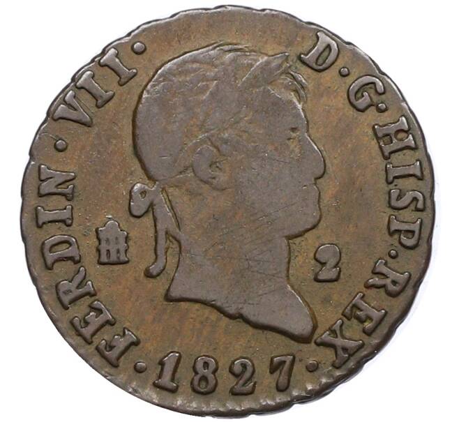 Монета 2 мараведи 1827 года Испания (Артикул: K10-4523) — Фото №1