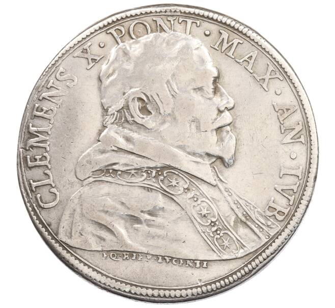 Монета 1 пиастр 1675 года Ватикан «Открытие Святой двери» (Артикул: K10-4532) — Фото №2