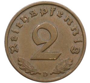 2 рейхспфеннига 1937 года D Германия — Фото №2