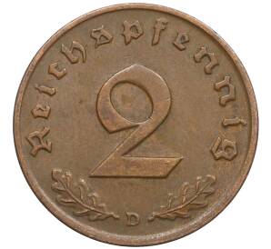 2 рейхспфеннига 1937 года D Германия — Фото №2