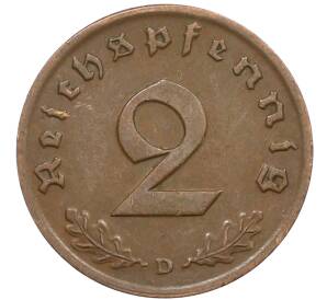2 рейхспфеннига 1937 года D Германия — Фото №2