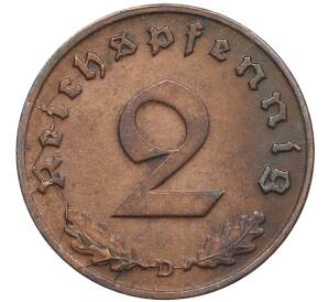 2 рейхспфеннига 1938 года D Германия — Фото №2