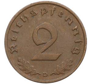 2 рейхспфеннига 1937 года D Германия — Фото №2