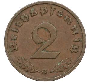 2 рейхспфеннига 1939 года G Германия — Фото №2
