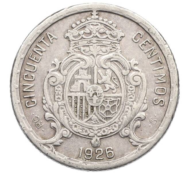 Монета 50 сентимо 1926 года Испания (Артикул: K10-4827) — Фото №2