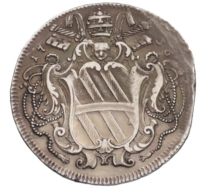 Монета 1 тестоне 1736 года Папская область (Артикул: K10-4890) — Фото №2