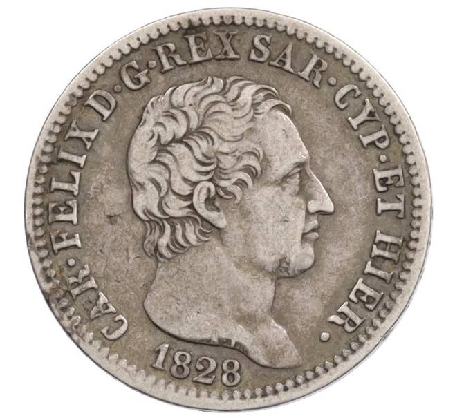 Монета 1 лира 1828 года Сардиния (Артикул: K10-4897) — Фото №1