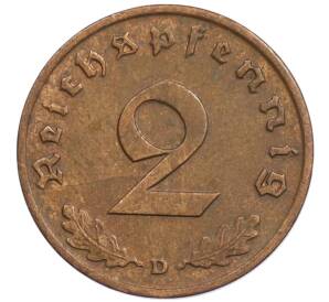 2 рейхспфеннига 1939 года D Германия — Фото №2