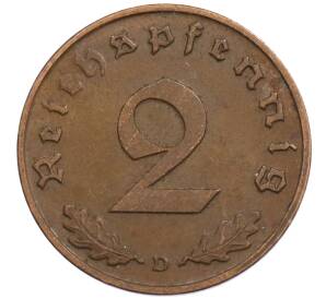 2 рейхспфеннига 1939 года D Германия — Фото №2