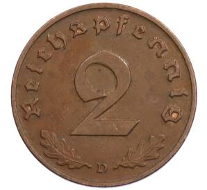 2 рейхспфеннига 1938 года D Германия — Фото №2