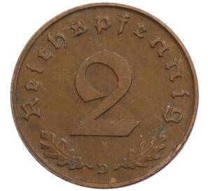 2 рейхспфеннига 1939 года D Германия — Фото №2