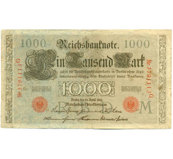Банкнота 1000 марок 1910 года Германия (Артикул: K10-5048) — Фото №1