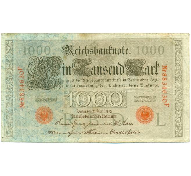 Банкнота 1000 марок 1910 года Германия (Артикул: K10-5052) — Фото №1