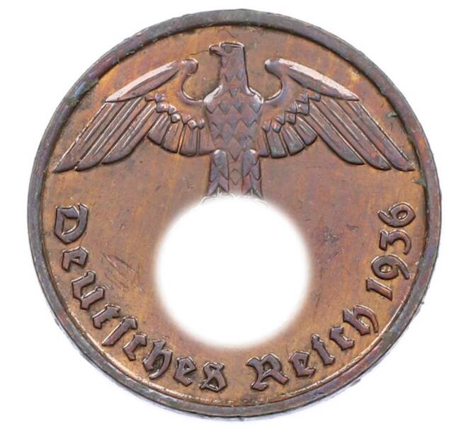 Монета 2 рейхспфеннига 1936 года D Германия (Артикул: K10-5097) — Фото №1