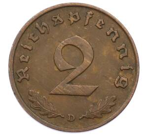 2 рейхспфеннига 1936 года D Германия — Фото №2