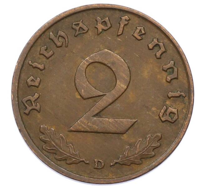 Монета 2 рейхспфеннига 1936 года D Германия (Артикул: K10-5101) — Фото №2