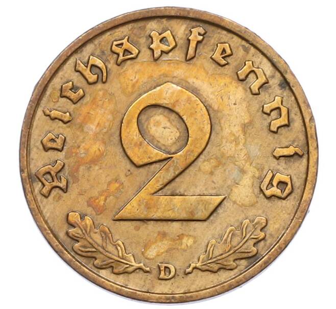 Монета 2 рейхспфеннига 1936 года D Германия (Артикул: K10-5103) — Фото №2
