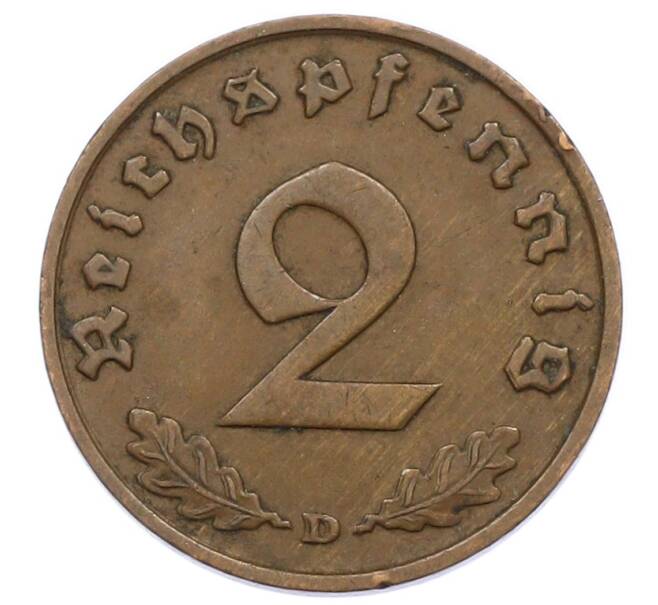 Монета 2 рейхспфеннига 1936 года D Германия (Артикул: K10-5109) — Фото №2