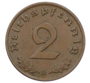 2 рейхспфеннига 1937 года D Германия — Фото №2