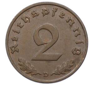 2 рейхспфеннига 1936 года D Германия — Фото №2