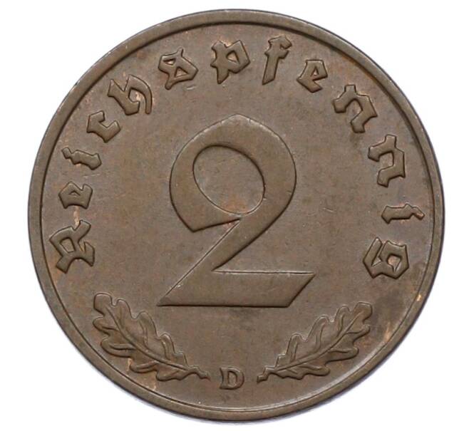 Монета 2 рейхспфеннига 1936 года D Германия (Артикул: K10-5112) — Фото №2