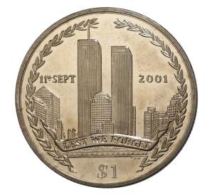 1 доллар 2002 года Британские Виргинские острова «Трагедия 11 сентября — Башни-близнецы» — Фото №1