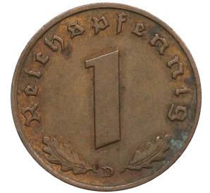 1 рейхспфенниг 1939 года D Германия — Фото №2