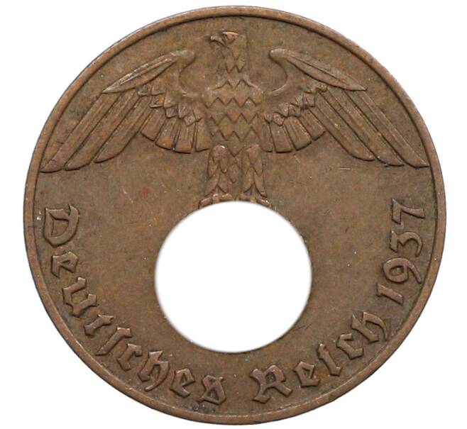 Монета 1 рейхспфенниг 1937 года J Германия (Артикул: K10-5407) — Фото №1