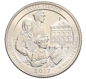 1/4 доллара (25 центов) 2017 года D США «Национальные парки — №39 Национальный монумент острова Эллис» — Фото №1