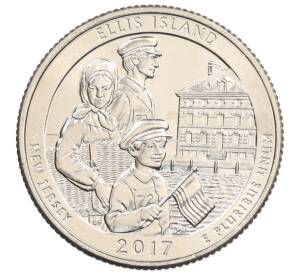1/4 доллара (25 центов) 2017 года D США «Национальные парки — №39 Национальный монумент острова Эллис» — Фото №1