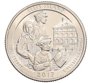 1/4 доллара (25 центов) 2017 года D США «Национальные парки — №39 Национальный монумент острова Эллис» — Фото №1