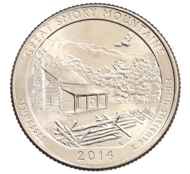 Монета 1/4 доллара (25 центов) 2014 года D США «Национальные парки — №21 Национальный парк Грейт-Смоки-Маунтинс» (Артикул: M2-90232) — Фото №1