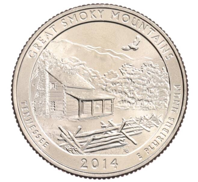 Монета 1/4 доллара (25 центов) 2014 года D США «Национальные парки — №21 Национальный парк Грейт-Смоки-Маунтинс» (Артикул: M2-90235) — Фото №1