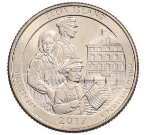 1/4 доллара (25 центов) 2017 года P США «Национальные парки — №39 Национальный монумент острова Эллис» — Фото №1