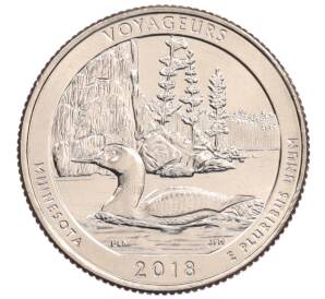 1/4 доллара (25 центов) 2018 года D США «Национальные парки — №43 Национальный парк Вояджерс» — Фото №1