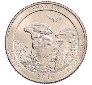 1/4 доллара (25 центов) 2016 года D США «Национальные парки — №31 Национальный лес Шоуни» — Фото №1