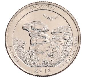 1/4 доллара (25 центов) 2016 года D США «Национальные парки — №31 Национальный лес Шоуни» — Фото №1