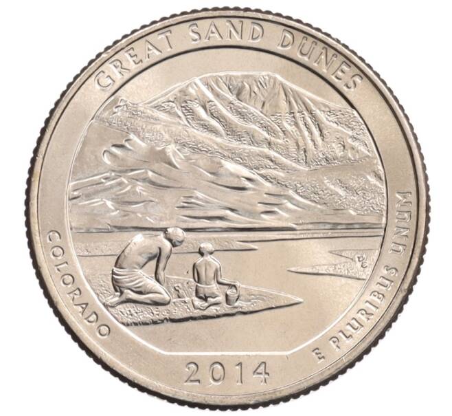 Монета 1/4 доллара (25 центов) 2014 года D США «Национальные парки — №24 Национальный парк Грейт-Санд-Дьюнс» (Артикул: M2-90268) — Фото №1