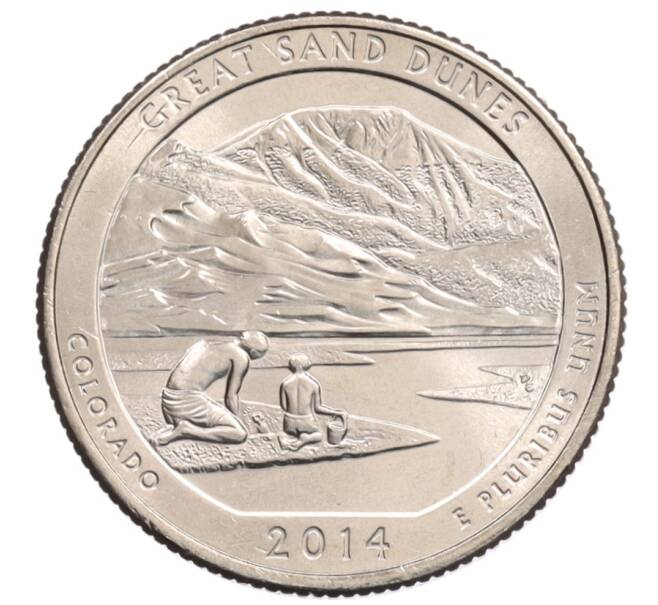 Монета 1/4 доллара (25 центов) 2014 года D США «Национальные парки — №24 Национальный парк Грейт-Санд-Дьюнс» (Артикул: M2-90269) — Фото №1